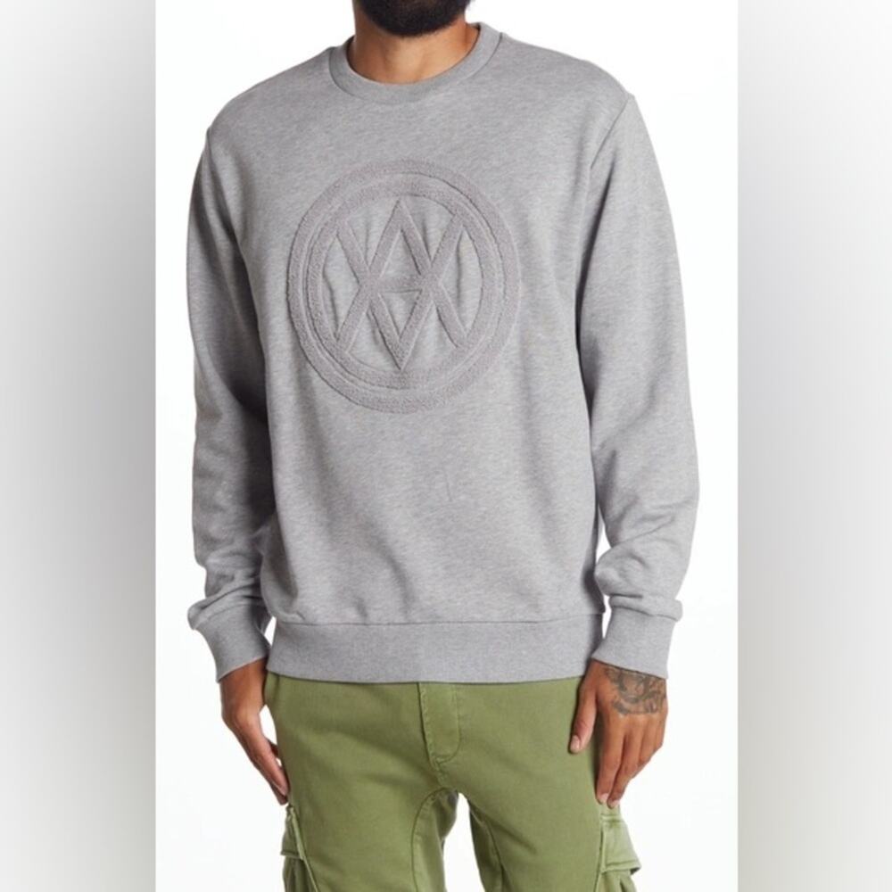 AMENDI ADRIAN LONG SLEEVE LOGO SWEATER / T-SHIRT IN GREY MELANGE SIZE XL